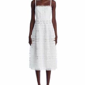 Aqua White Lace Midi Dress